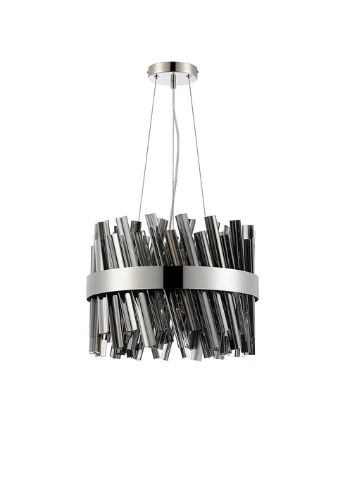 Kade Pendant Round Nickel - Smoked Glass
