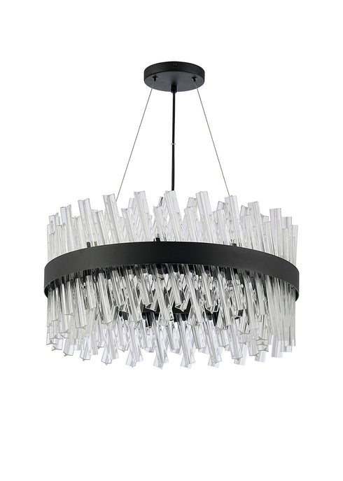 Kade Pendant Round Satin Black - Clear Glass