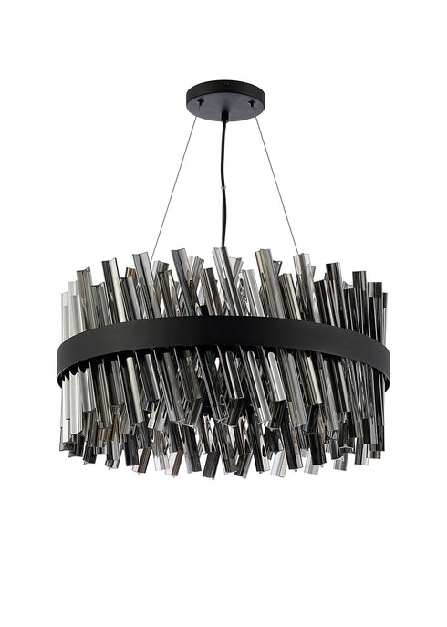 Kade Pendant Round Satin Black - Smoked Glass