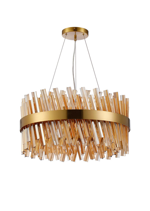 Kade Pendant Round Brass - Amber Glass