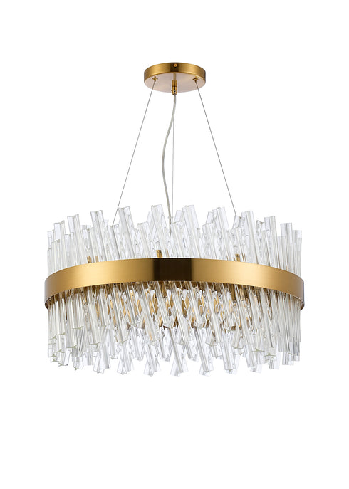 Kade Pendant Round Brass - Clear Glass