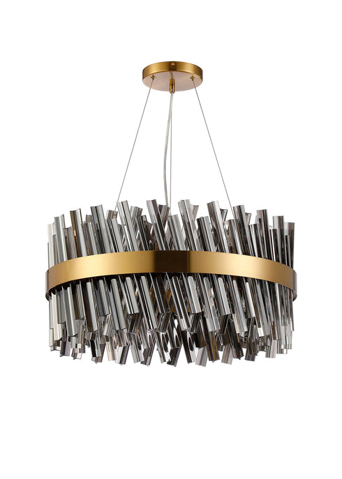 Kade Pendant Round Brass - Smoked Glass