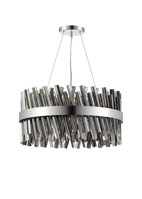 Kade Pendant Round Nickel - Smoked Glass