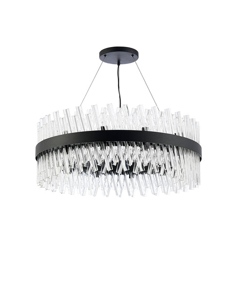 Kade Pendant Round Satin Black - Clear Glass