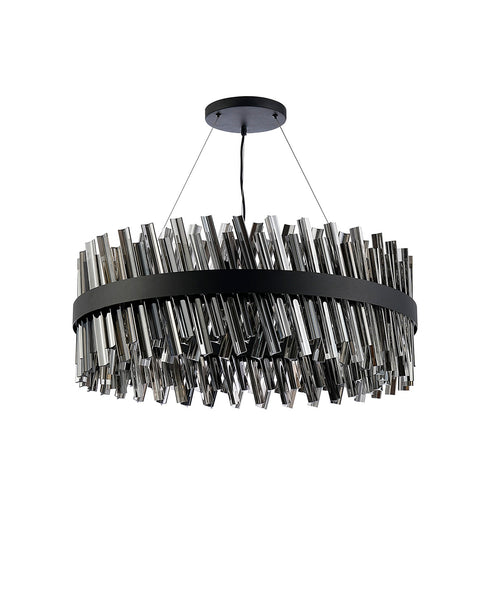 Kade Pendant Round Satin Black - Smoked Glass