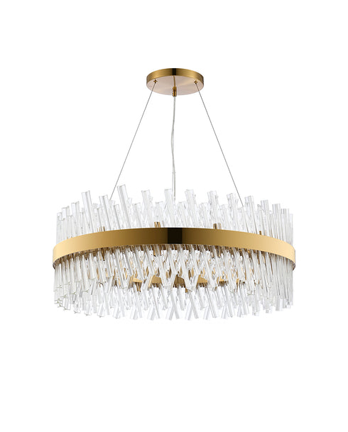 Kade Pendant Round Brass - Clear Glass