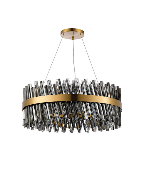 Kade Pendant Round Brass - Smoked Glass