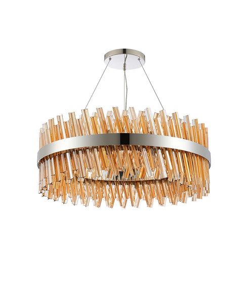 Kade Pendant Round Nickel - Amber Glass