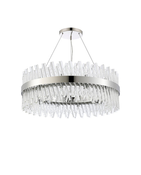 Kade Pendant Round Nickel - Clear Glass