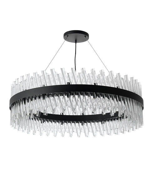 Kade Pendant Round Satin Black - Clear Glass