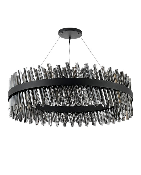 Kade Pendant Round Satin Black - Smoked Glass