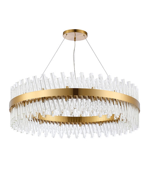 Kade Pendant Round Brass - Clear Glass