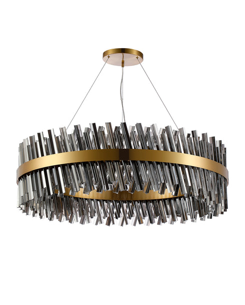 Kade Pendant Round Brass - Smoked Glass