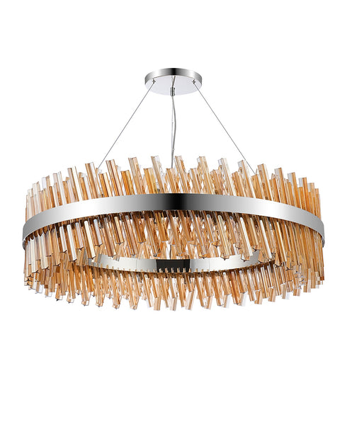 Kade Pendant Round Nickel - Amber Glass
