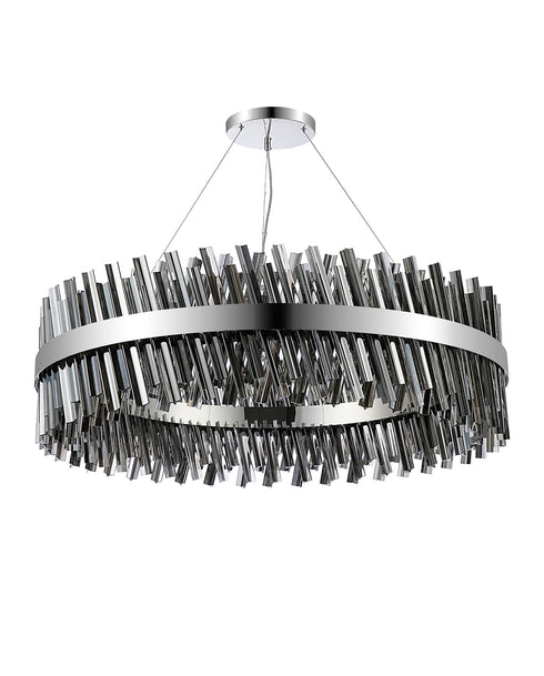 Kade Pendant Round Nickel - Smoked Glass