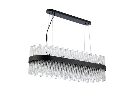 Kade Pendant Oblong Satin Black - Clear Glass