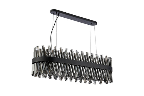 Kade Pendant Oblong Satin Black - Smoked Glass