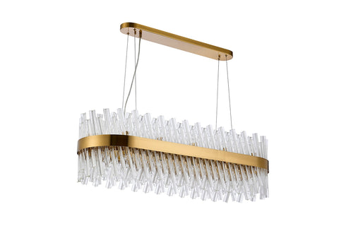 Kade Pendant Oblong Brass - Clear Glass