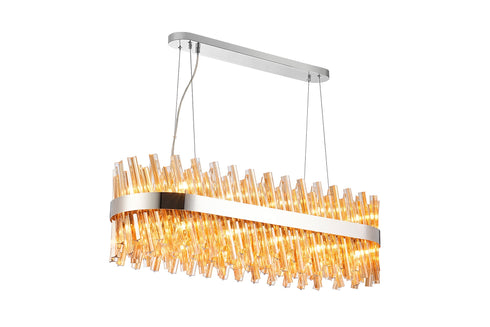 Kade Pendant Oblong Nickel - Amber Glass