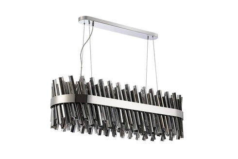 Kade Pendant Oblong Nickel - Smoked Glass