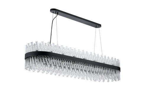 Kade Pendant Oblong Satin Black - Clear Glass