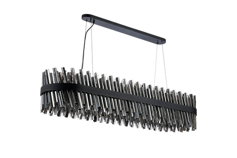 Kade Pendant Oblong Satin Black - Smoked Glass