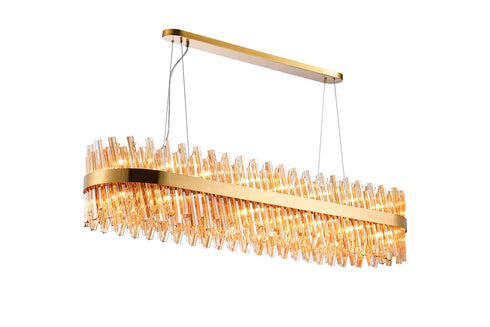 Kade Pendant Oblong Brass - Amber Glass
