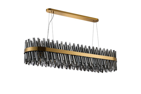 Kade Pendant Oblong Brass - Smoked Glass