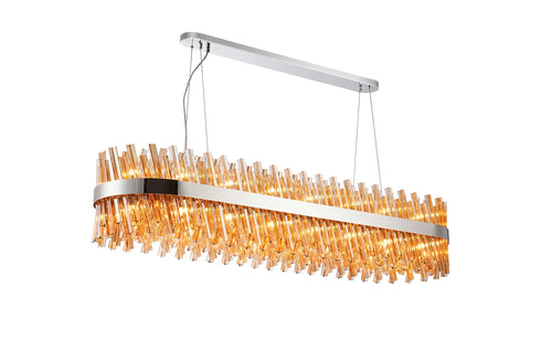 Kade Pendant Oblong Nickel - Amber Glass