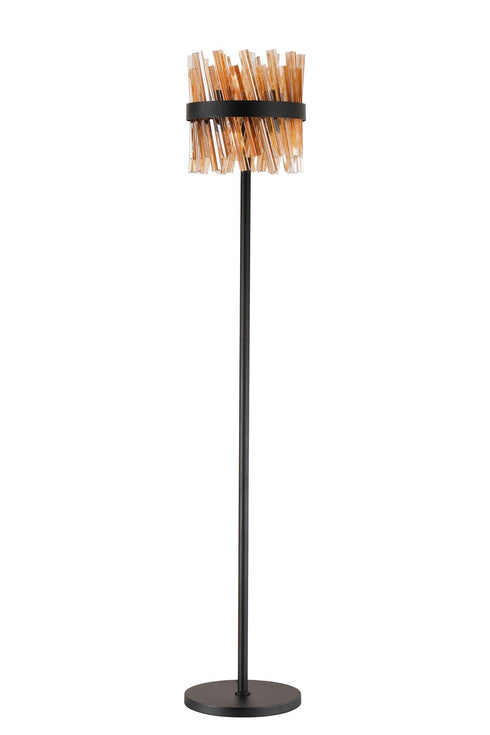 Kade Floor Lamp Satin Black - Amber Glass