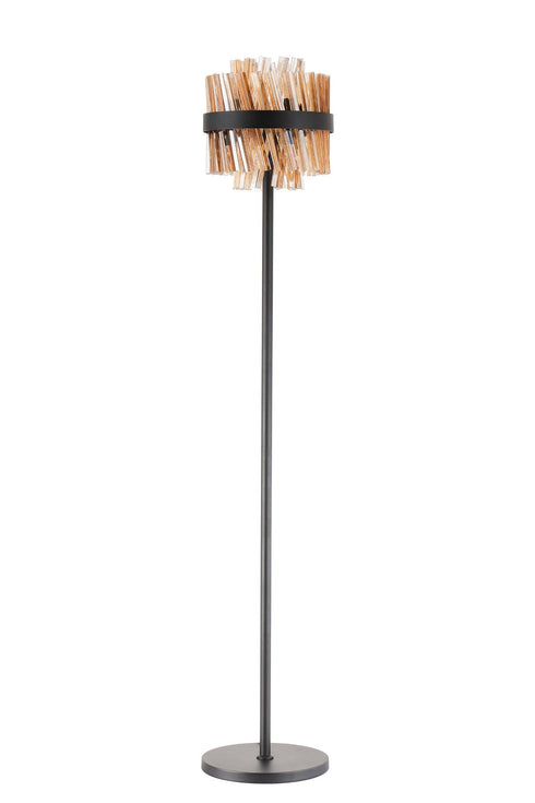 Kade Floor Lamp Satin Black - Amber Glass