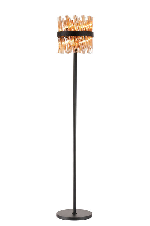 Kade Floor Lamp Satin Black - Amber Glass