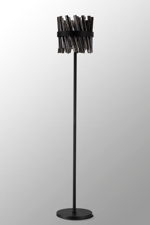 Kade Floor Lamp Satin Black - Smoked Glass