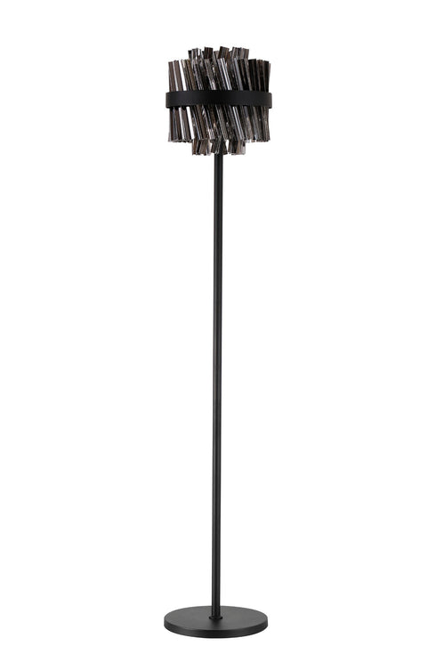 Kade Floor Lamp Satin Black - Smoked Glass