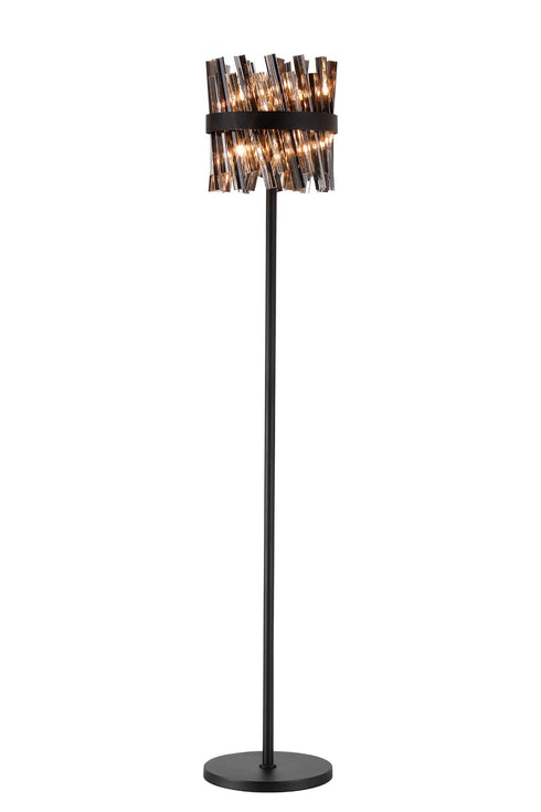 Kade Floor Lamp Satin Black - Smoked Glass