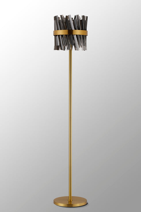 Kade Floor Lamp Brass - Smoked Glass
