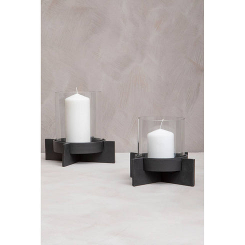 Hydrox Matte Black Candle Holder - Small