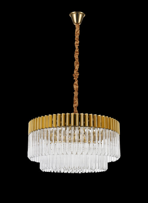 Kuna Nickel/Clear Pendant Round 12 Light 80cm