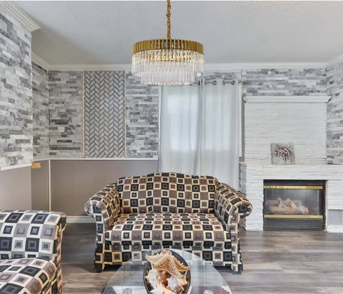 Kuna Nickel/Clear Pendant Round 12 Light 80cm