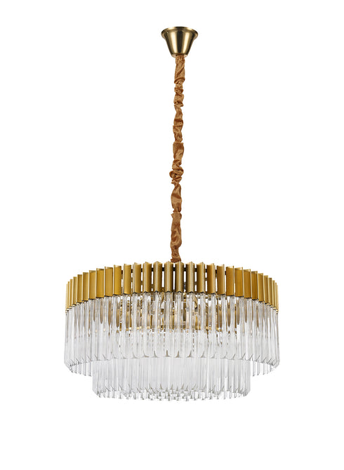 Kuna Nickel/Clear Pendant Round 12 Light 80cm