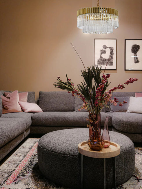 Kuna Nickel/Clear Pendant Round 12 Light 80cm