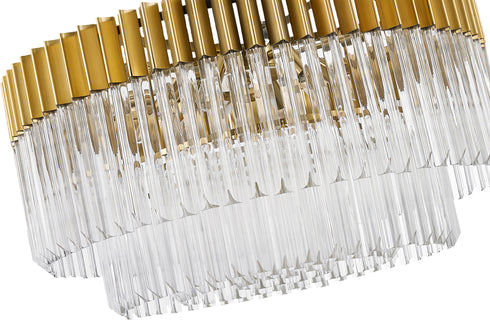 Kuna Nickel/Clear Pendant Round 12 Light 80cm