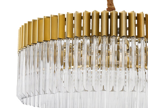 Kuna Nickel/Clear Pendant Round 12 Light 80cm