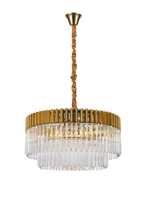 Kuna Nickel/Clear Pendant Round 12 Light 80cm