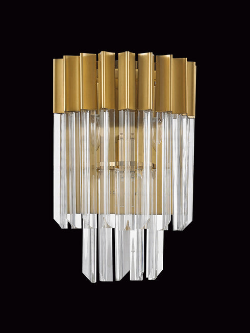 Kuna Wall Lamp 3 Light Brass - Clear Sculpted Glass