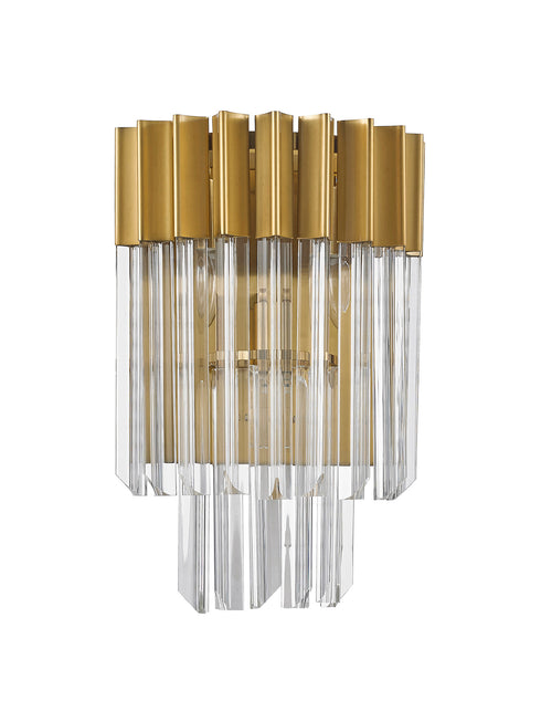 Kuna Wall Lamp 3 Light Brass - Clear Sculpted Glass