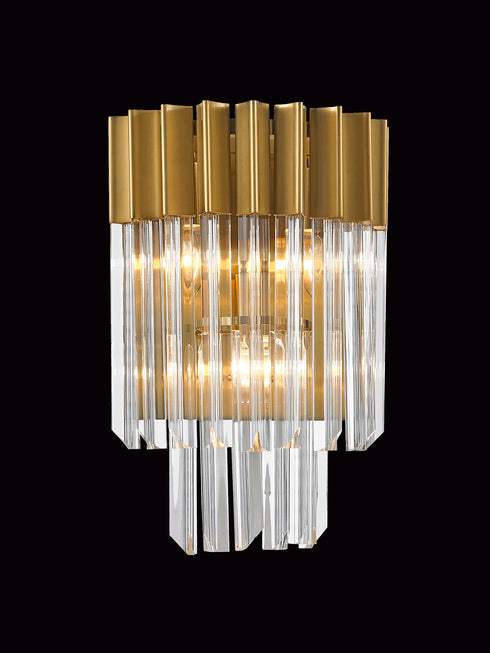 Kuna Wall Lamp 3 Light Brass - Clear Sculpted Glass