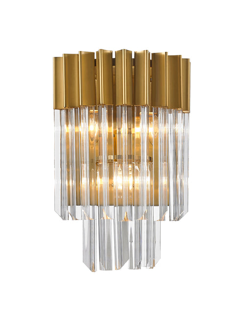 Kuna Wall Lamp 3 Light Brass - Clear Sculpted Glass