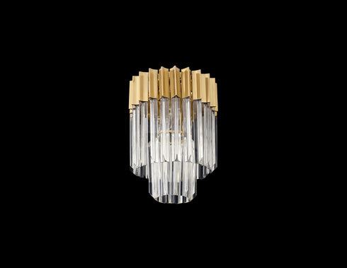 Kuna Flush Ceiling 3 Light Brass/Clear Sculpted Glass 30 cm