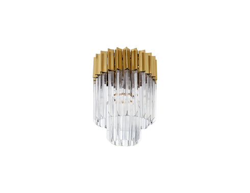 Kuna Flush Ceiling 3 Light Brass/Clear Sculpted Glass 30 cm